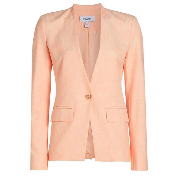 new Derek Lam 10 Crosby Perez Single-Breasted Blazer in Sherbert 252 - Picture 4 of 9